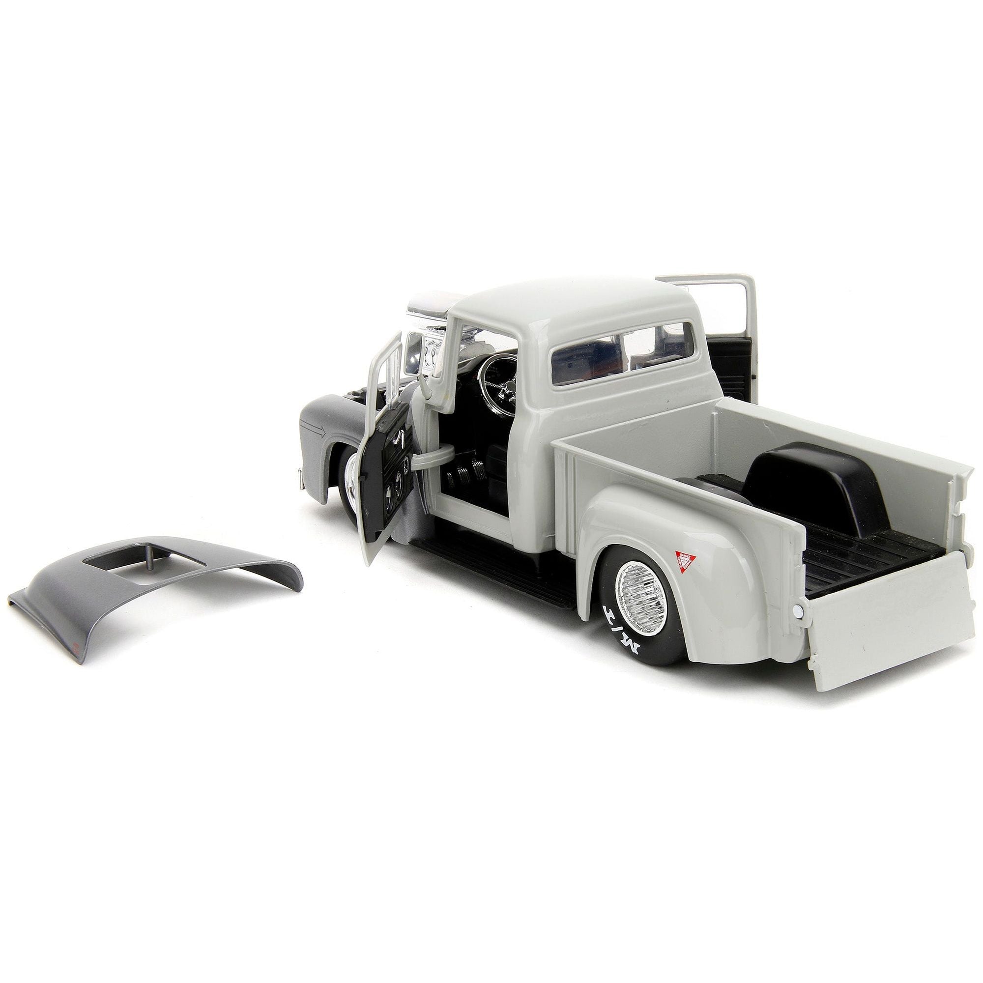 1956 Ford F - 100 Pickup Truck Tan and Gray Metallic and Guile Diecast Figure "Street Fighter" Video Game "Anime Hollywood Rides" Series 1/24 Diecast Model Car by Jada - Jada - ModelCars.com