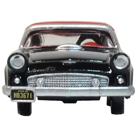 1956 Ford Thunderbird Raven Black with Fiesta Red Top 1/87 (HO) Scale Diecast Model Car by Oxford Diecast - Oxford Diecast - ModelCars.com