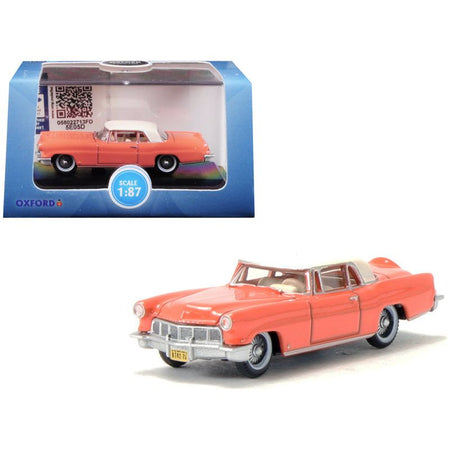 1956 Lincoln Continental Mark II Island Coral with Starmist White Top 1/87 (HO) Scale Diecast Model Car by Oxford Diecast - Oxford Diecast - ModelCars.com