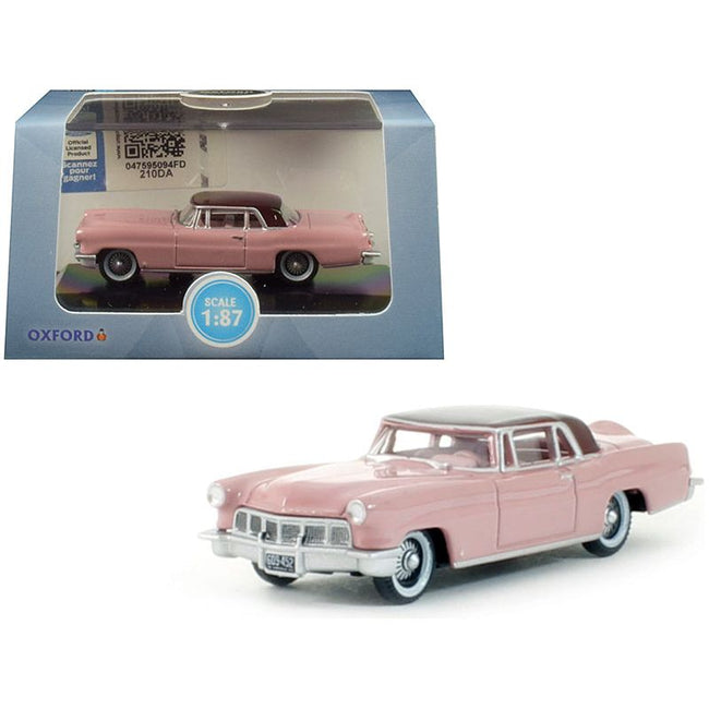 1956 Lincoln Continental Mark II Pink with Dubonnet Red Top 1/87 (HO) Scale Diecast Model Car by Oxford Diecast - Oxford Diecast - ModelCars.com