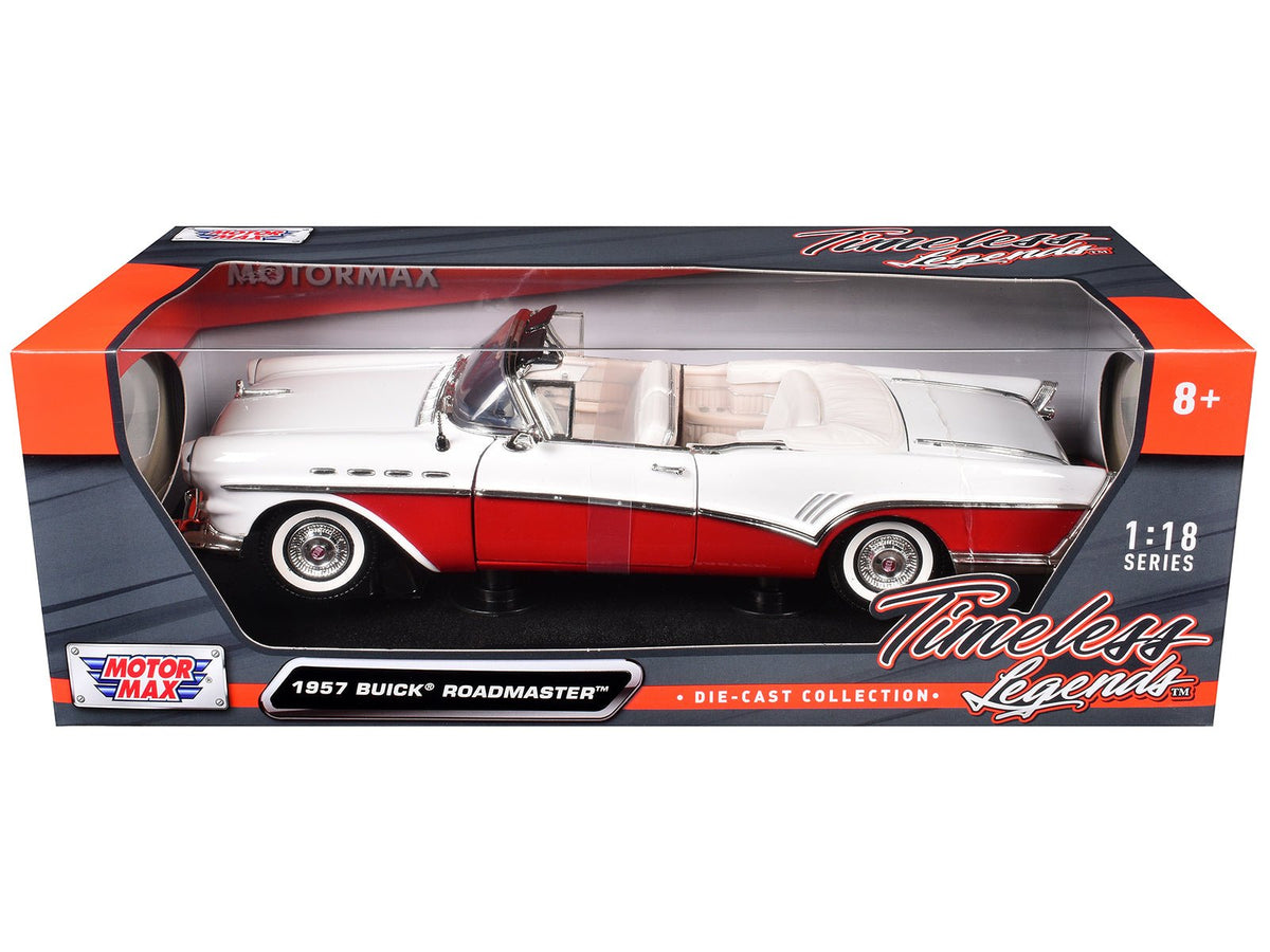 1957 Buick Roadmaster Convertible Red 1/18 Diecast Model Car by Motormax-Motormax-ModelCars.com