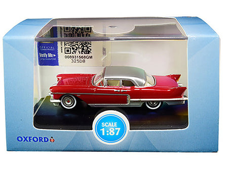 1957 Cadillac Eldorado Brougham Dakota Red with Silver Metallic Top 1/87 (HO) Scale Diecast Model Car by Oxford Diecast-Oxford Diecast-ModelCars.com