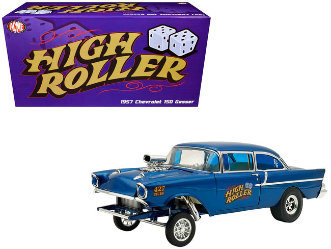 1957 Chevrolet 150 Gasser "High Roller" Blue Metallic Limited Edition to 300 pieces Worldwide 1/18 Diecast Model Car by ACME-Acme-ModelCars.com