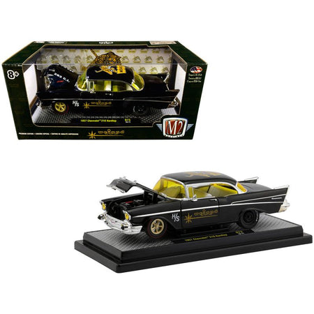 1957 Chevrolet 210 Hardtop "Weiand" Black Limited Edition to 5880 pieces Worldwide 1/24 Diecast Model Car by M2 Machines-M2-ModelCars.com