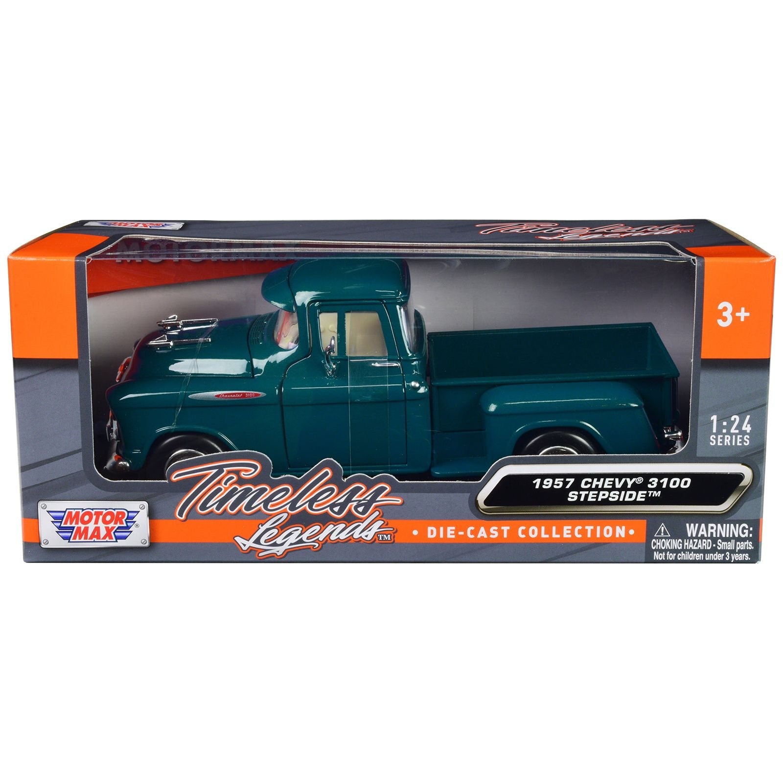 1957 Chevrolet 3100 Stepside Pickup Truck Teal Metallic "Timeless Legends" Series 1/24 Diecast Model Car by Motormax - Motormax - ModelCars.com