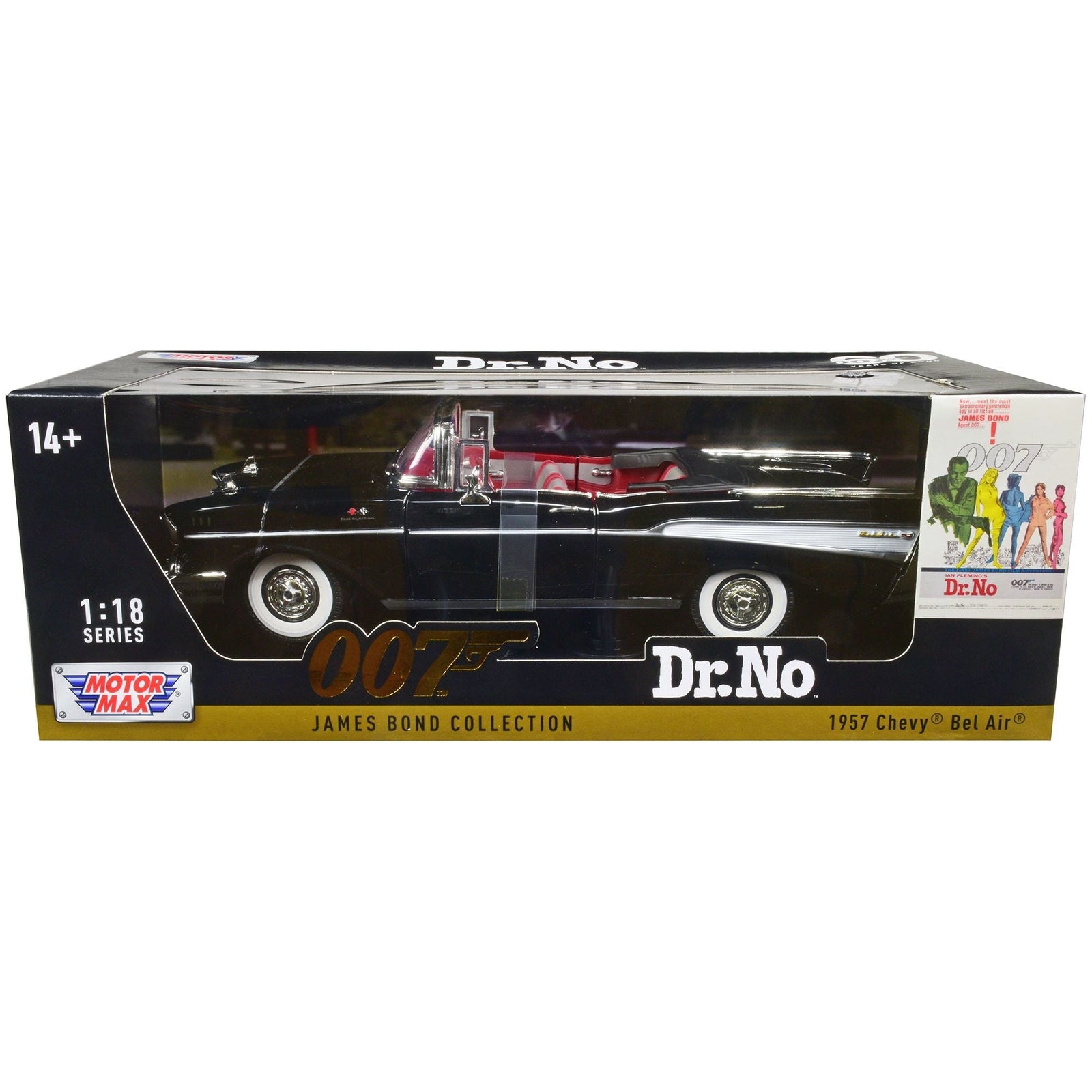 1957 Chevrolet Bel Air Convertible Black James Bond 007 "Dr. No" (1962) Movie 1/18 Diecast Model Car by Motormax - Motormax - ModelCars.com