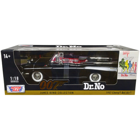 1957 Chevrolet Bel Air Convertible Black James Bond 007 "Dr. No" (1962) Movie 1/18 Diecast Model Car by Motormax - Motormax - ModelCars.com
