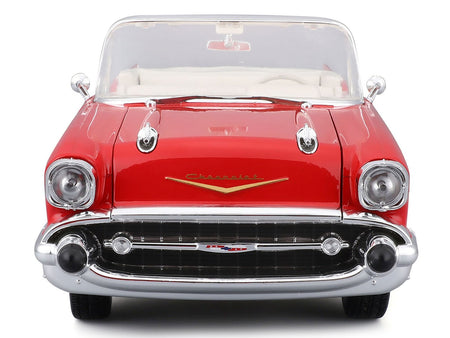 1957 Chevrolet Bel Air Convertible Red with White Interior "Special Edition" Series 1/18 Diecast Model Car by Maisto-Maisto-ModelCars.com