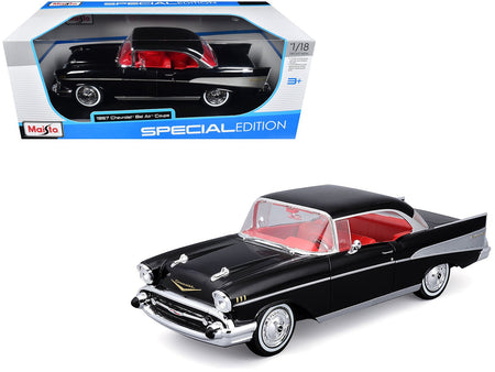 1957 Chevrolet Bel Air Coupe Black with Red Interior "Special Edition" Series 1/18 Diecast Model Car by Maisto-Maisto-ModelCars.com