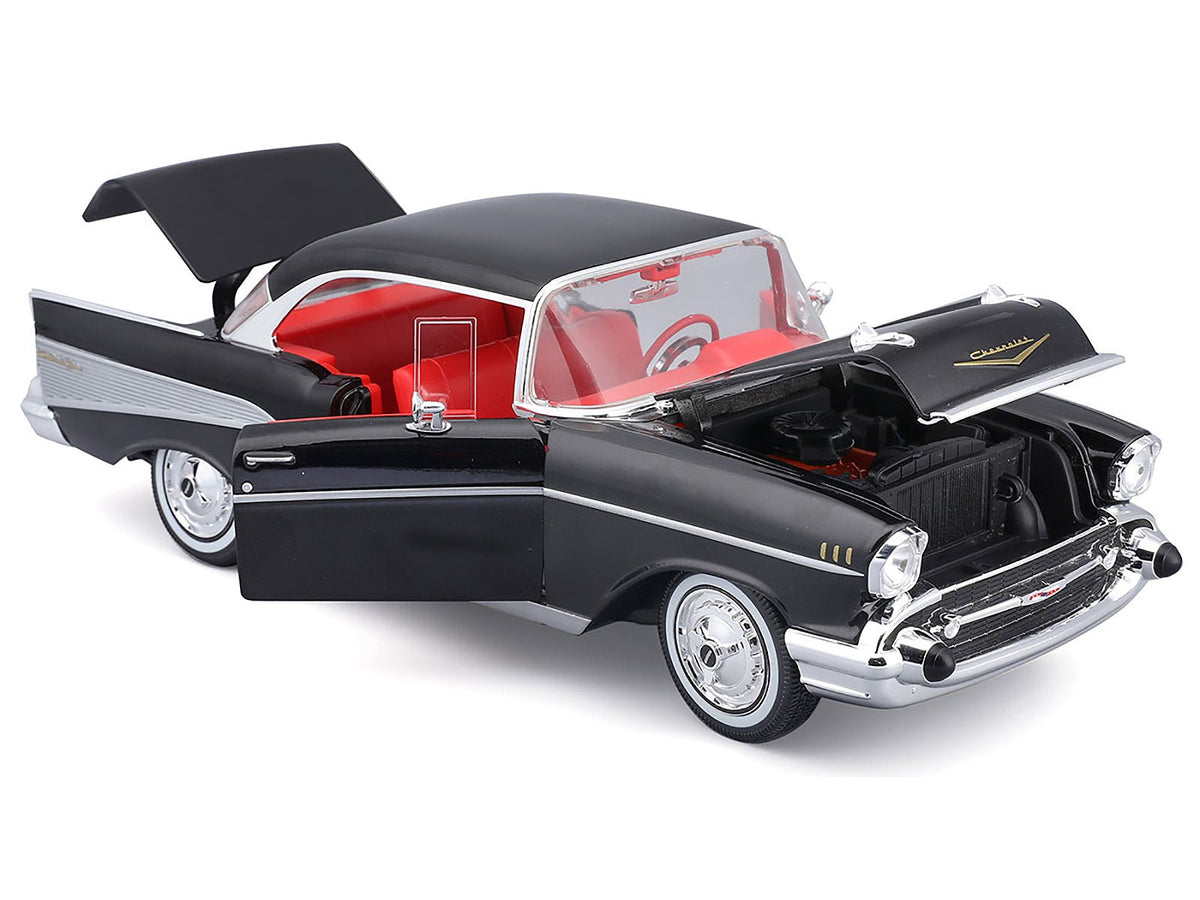 1957 Chevrolet Bel Air Coupe Black with Red Interior "Special Edition" Series 1/18 Diecast Model Car by Maisto-Maisto-ModelCars.com