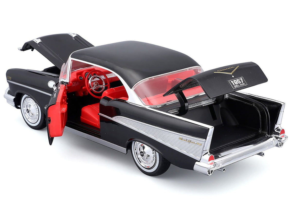1957 Chevrolet Bel Air Coupe Black with Red Interior "Special Edition" Series 1/18 Diecast Model Car by Maisto-Maisto-ModelCars.com