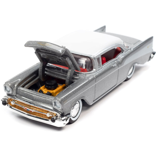 1957 Chevrolet Bel Air Hardtop Silver Metallic with White Top "Racing Champions Mint 2022" Release 2 Limited Edition to 8524 pieces Worldwide 1/64 Diecast Model Car by Racing Champions - Racing Champions - ModelCars.com