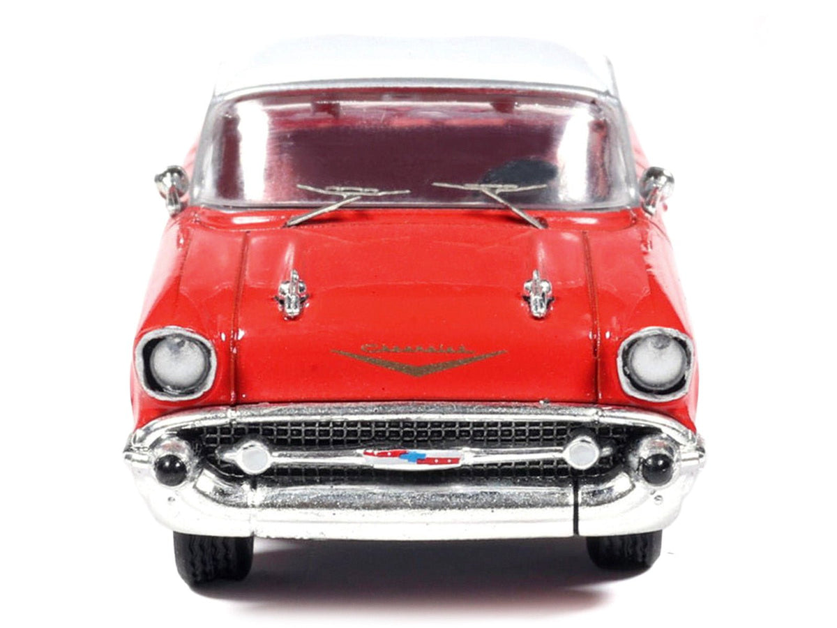 1957 Chevrolet Bel Air Red with White Top and Red Interior 1/64 Diecast Model by IXO Models-IXO-ModelCars.com