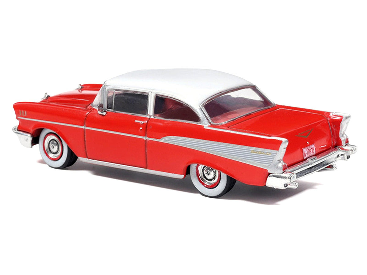1957 Chevrolet Bel Air Red with White Top and Red Interior 1/64 Diecast Model by IXO Models-IXO-ModelCars.com