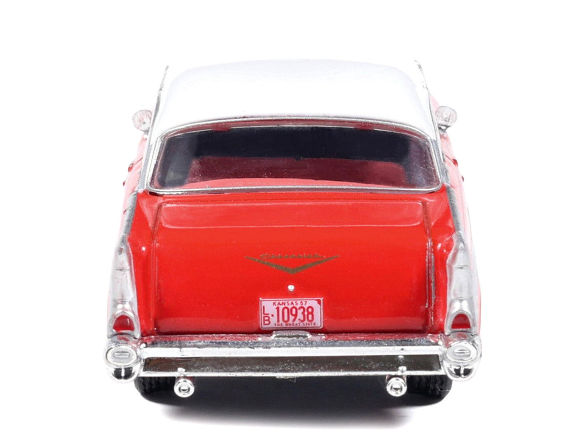 1957 Chevrolet Bel Air Red with White Top and Red Interior 1/64 Diecast Model by IXO Models-IXO-ModelCars.com