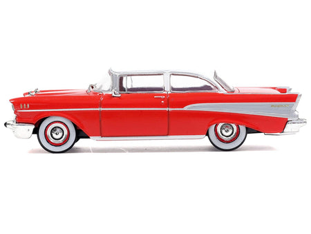 1957 Chevrolet Bel Air Red with White Top and Red Interior 1/64 Diecast Model by IXO Models-IXO-ModelCars.com