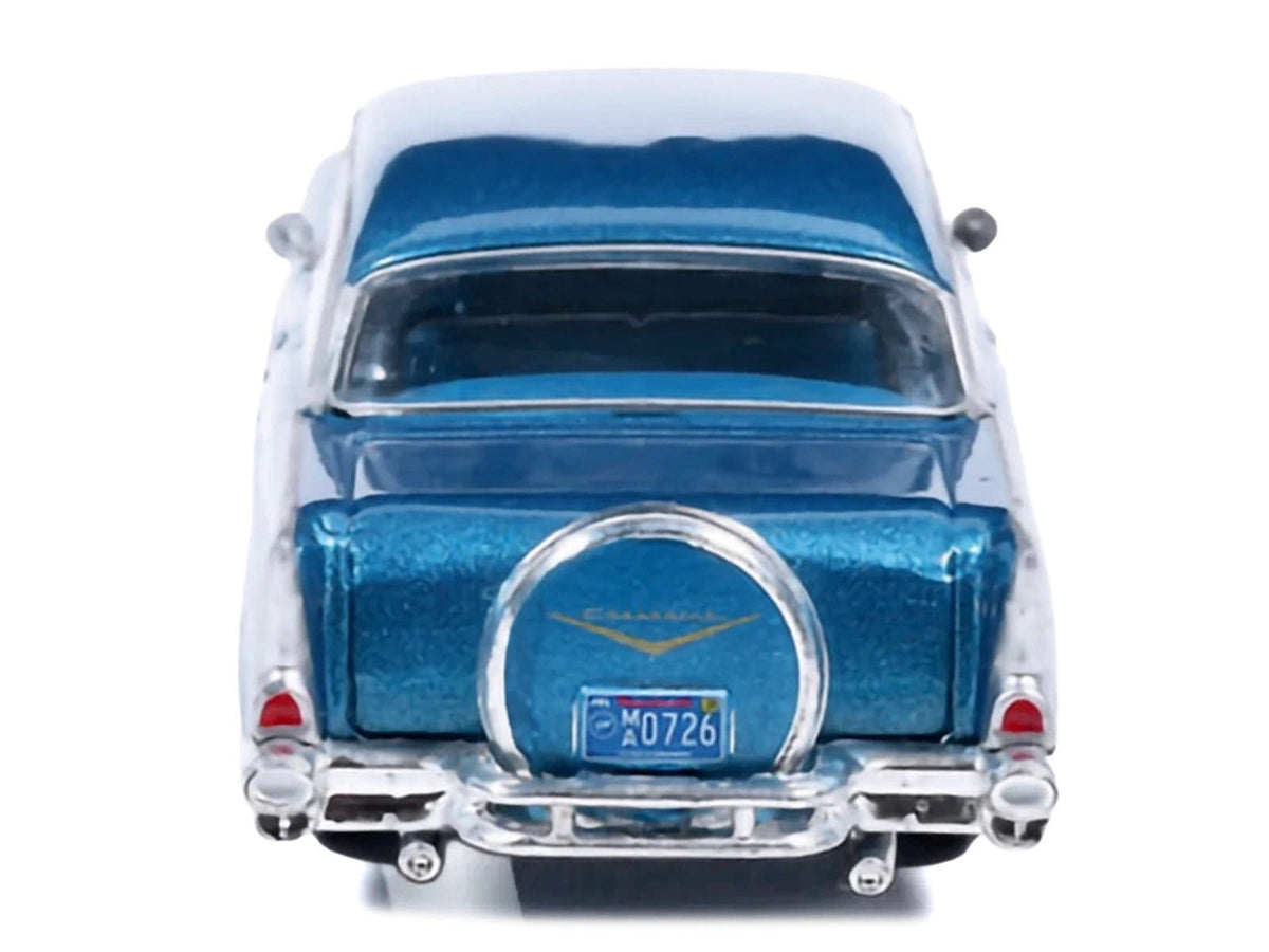 1957 Chevrolet Bel Air Sedan Harbor Blue Metallic with Blue Interior 1/64 Diecast Model Car by IXO Models-IXO-ModelCars.com