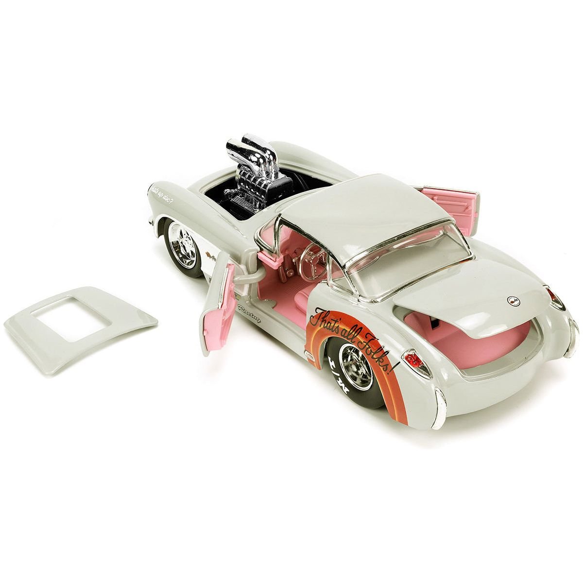 1957 Chevrolet Corvette Beige with Pink Interior with Bugs Bunny Figure "Looney Tunes" "Hollywood Rides" Series 1/24 Diecast Model Car by Jada - Jada - ModelCars.com