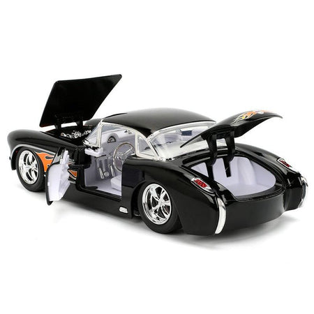 1957 Chevrolet Corvette Black with Flame Graphics and White Interior "Bigtime Muscle" Series 1/24 Diecast Model Car by Jada-Jada-ModelCars.com