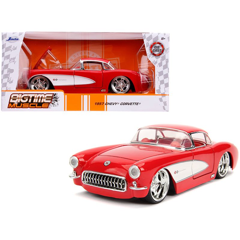1957 Chevrolet Corvette Red with Red Interior "Bigtime Muscle" 1/24 Diecast Model Car by Jada-Jada-ModelCars.com