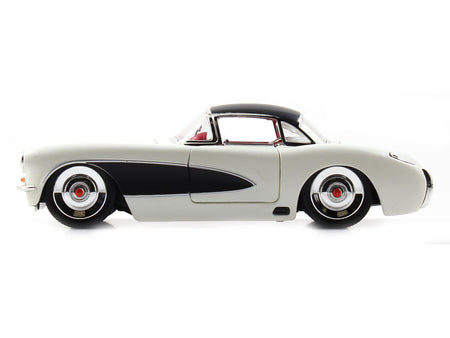 1957 Chevrolet Corvette Satin Cream Metallic with Matt Black Top and Side 1/24 Diecast Model Car by Jada-Jada-ModelCars.com