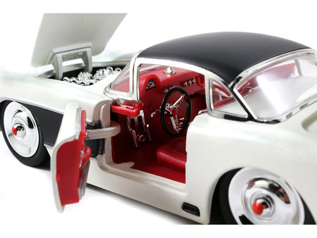 1957 Chevrolet Corvette Satin Cream Metallic with Matt Black Top and Side 1/24 Diecast Model Car by Jada-Jada-ModelCars.com