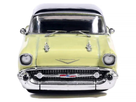 1957 Chevrolet One-Fifty Lowered Colonial Cream and Onyx Black 1/64 Diecast Model Car by IXO Models-IXO-ModelCars.com