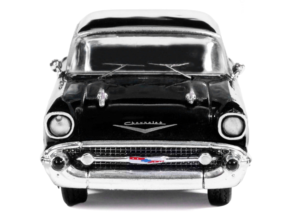 1957 Chevrolet One-Fifty Sedan Black and White 1/64 Diecast Model Car by IXO Models-Greenlight-ModelCars.com