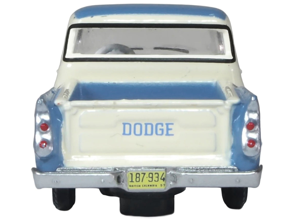 1957 Dodge D100 Sweptside Pickup Truck Ice Blue and Glacier White 1/87 (HO) Scale Diecast Model Car by Oxford Diecast-Oxford Diecast-ModelCars.com