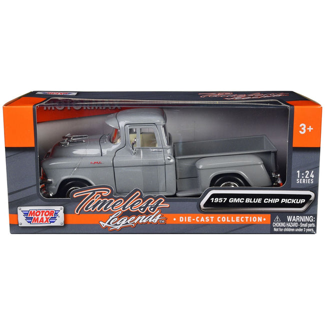 1957 GMC Blue Chip Pickup Truck Gray "Timeless Legends" Series 1/24 Diecast Model Car by Motormax - Motormax - ModelCars.com