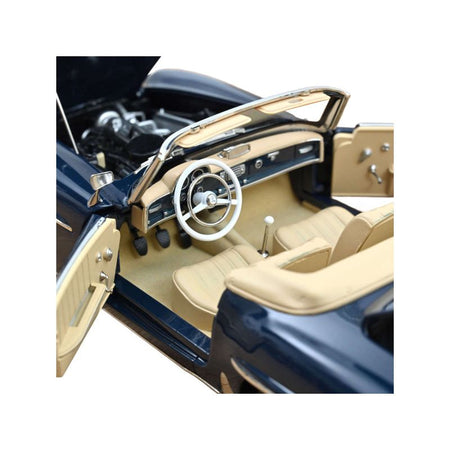 1957 Mercedes-Benz 190 SL Convertible Middle Blue with Black Top 1/18 Diecast Model Car by Norev-Norev-ModelCars.com