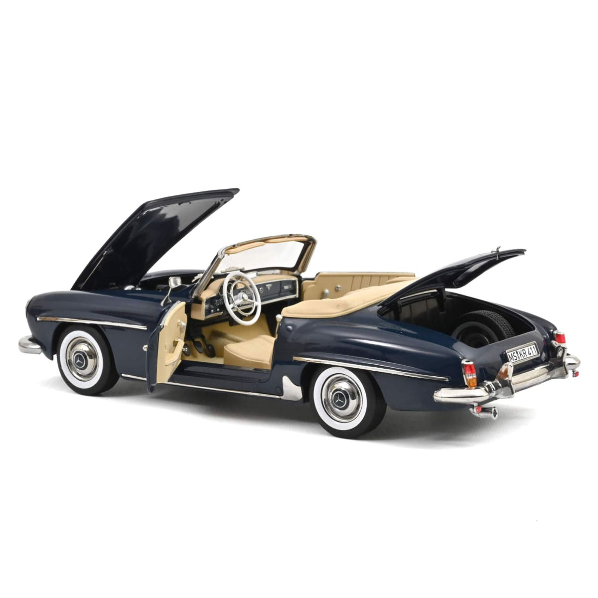 1957 Mercedes-Benz 190 SL Convertible Middle Blue with Black Top 1/18 Diecast Model Car by Norev-Norev-ModelCars.com