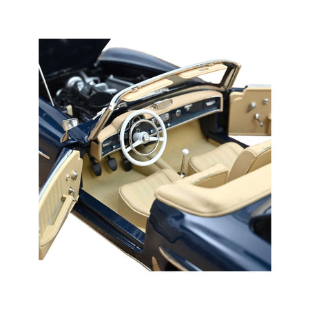 1957 Mercedes-Benz 190 SL Convertible Middle Blue with Black Top 1/18 Diecast Model Car by Norev-Norev-ModelCars.com