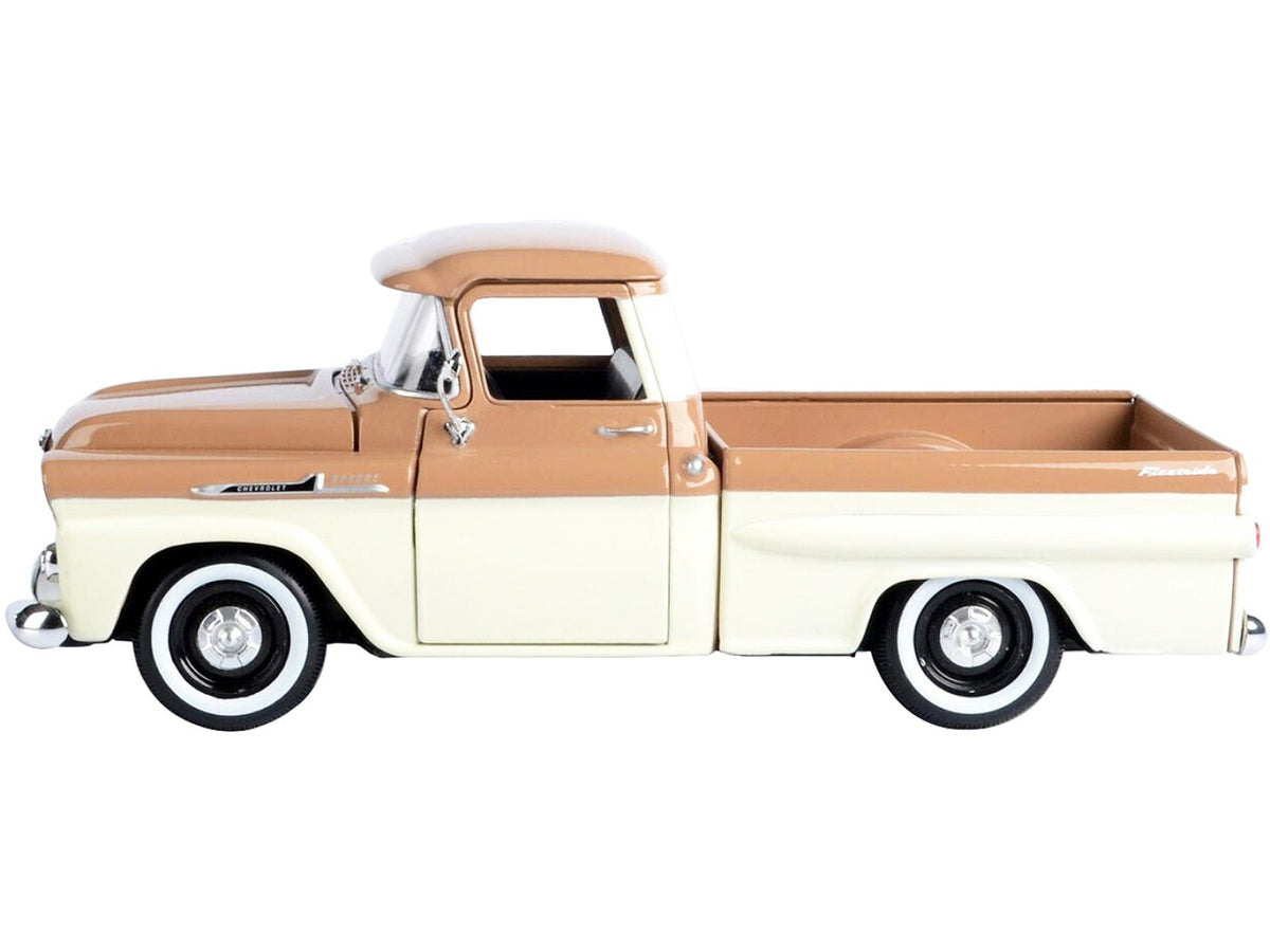 1958 Chevrolet Apache Fleetside Pickup Truck Brown and Beige 1/24 Diecast Model Car by Motormax-Motormax-ModelCars.com
