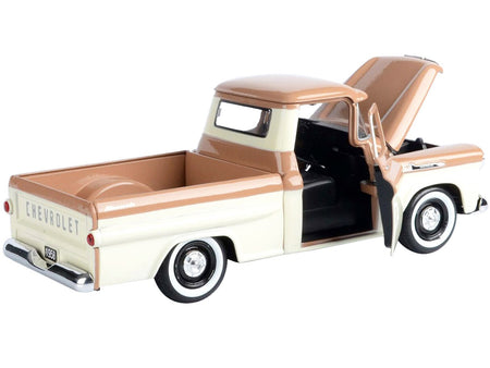 1958 Chevrolet Apache Fleetside Pickup Truck Brown and Beige 1/24 Diecast Model Car by Motormax-Motormax-ModelCars.com