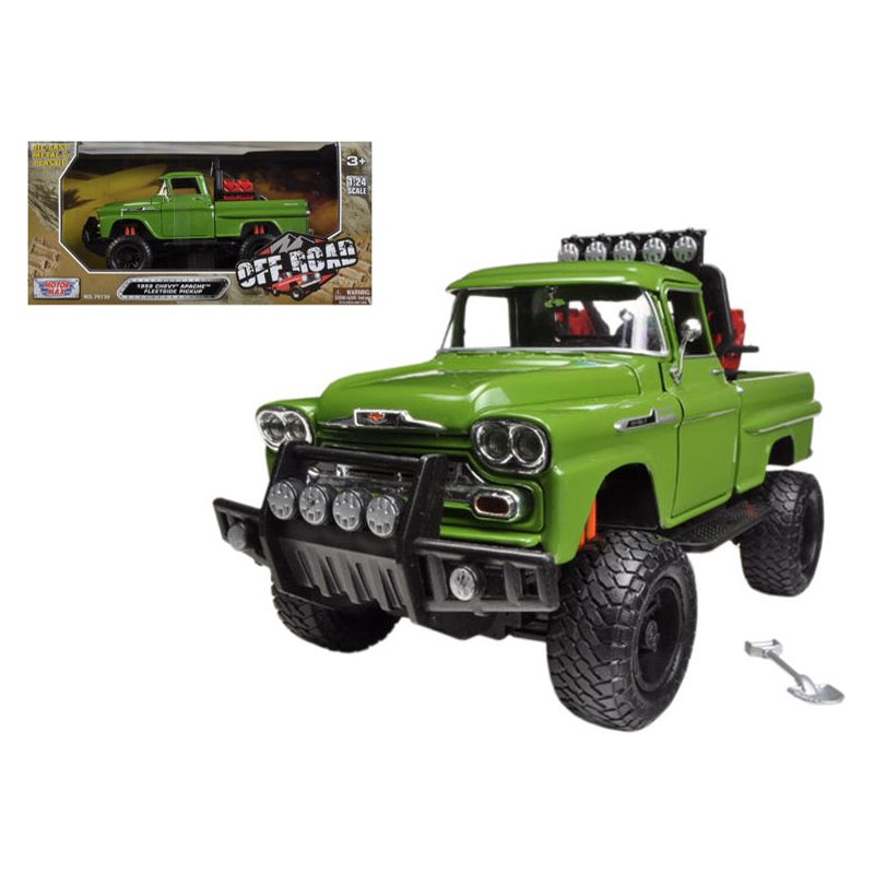 1958 Chevrolet Apache Fleetside Pickup Truck Off Road Green 1/24 Diecast Model by Motormax - Motormax - ModelCars.com