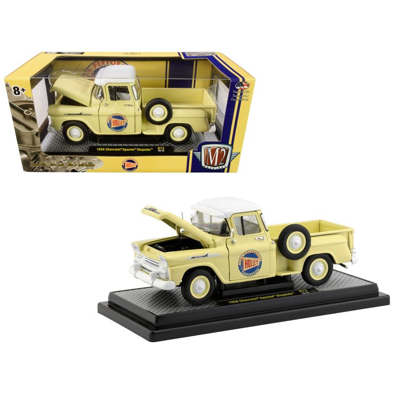 1958 Chevrolet Apache Stepside Pickup Truck Rich Cream with White Top "Holley" Limited Edition to 5880 pieces Worldwide 1/24 Diecast Model Car by M2 Machines-M2-ModelCars.com