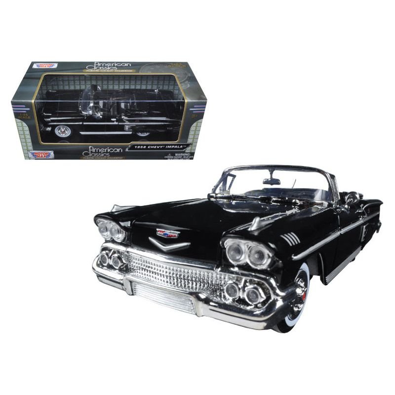 1958 Chevrolet Impala Convertible Black 1/24 Diecast Model Car by Motormax - Motormax - ModelCars.com