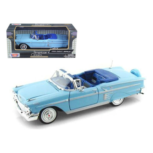 1958 Chevrolet Impala Convertible Blue 1/24 Diecast Model Car by Motormax - Motormax - ModelCars.com