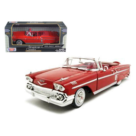 1958 Chevrolet Impala Convertible Red 1/24 Diecast Model Car by Motormax - Motormax - ModelCars.com