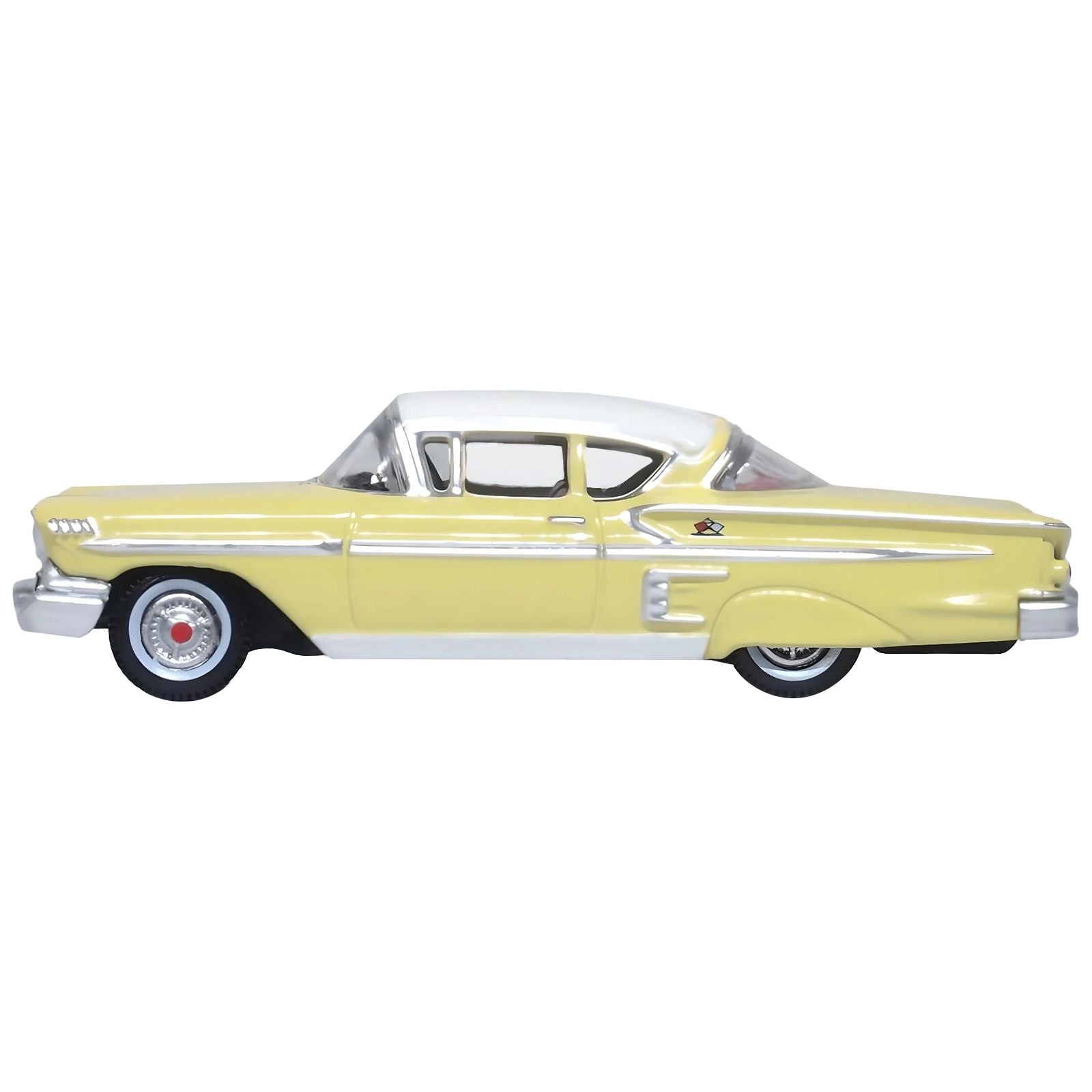 1958 Chevrolet Impala Sport Colonial Cream with Snowcrest White Top 1/87 (HO) Scale Diecast Model Car by Oxford Diecast - Oxford Diecast - ModelCars.com