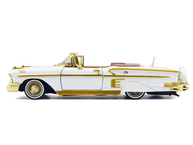 1958 Chevrolet Impala White Metallic with Gold Accents "Luxe Legends" Series 1/24 Diecast Model Car by Motormax-Motormax-ModelCars.com