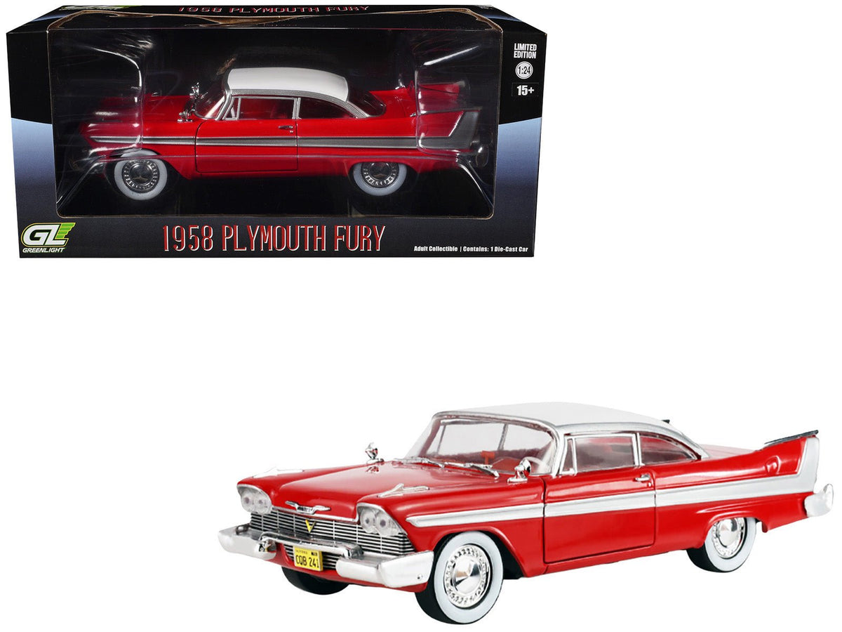 1958 Plymouth Fury Red with White Top and Red Interior "Hollywood Greatest Hits" Series 1/24 Diecast Model Car by Greenlight-Greenlight-ModelCars.com