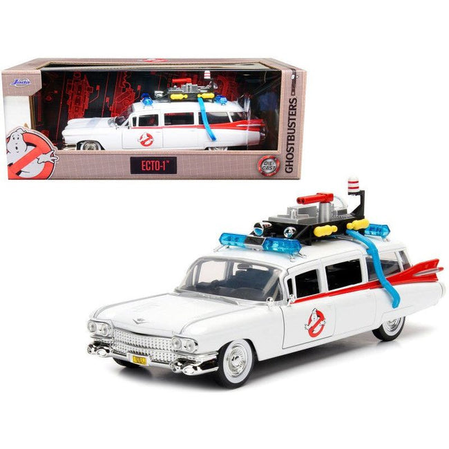 1959 Cadillac Ambulance Ecto-1 White "Ghostbusters" Movie "Hollywood Rides" Series 1/24 Diecast Model Car by Jada-Jada-ModelCars.com