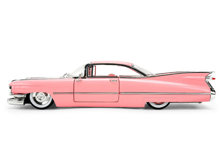 1959 Cadillac Coupe DeVille Pink with Pink and White Interior "Showroom Floor" Series 1/24 Diecast Model Car by Jada-Jada-ModelCars.com