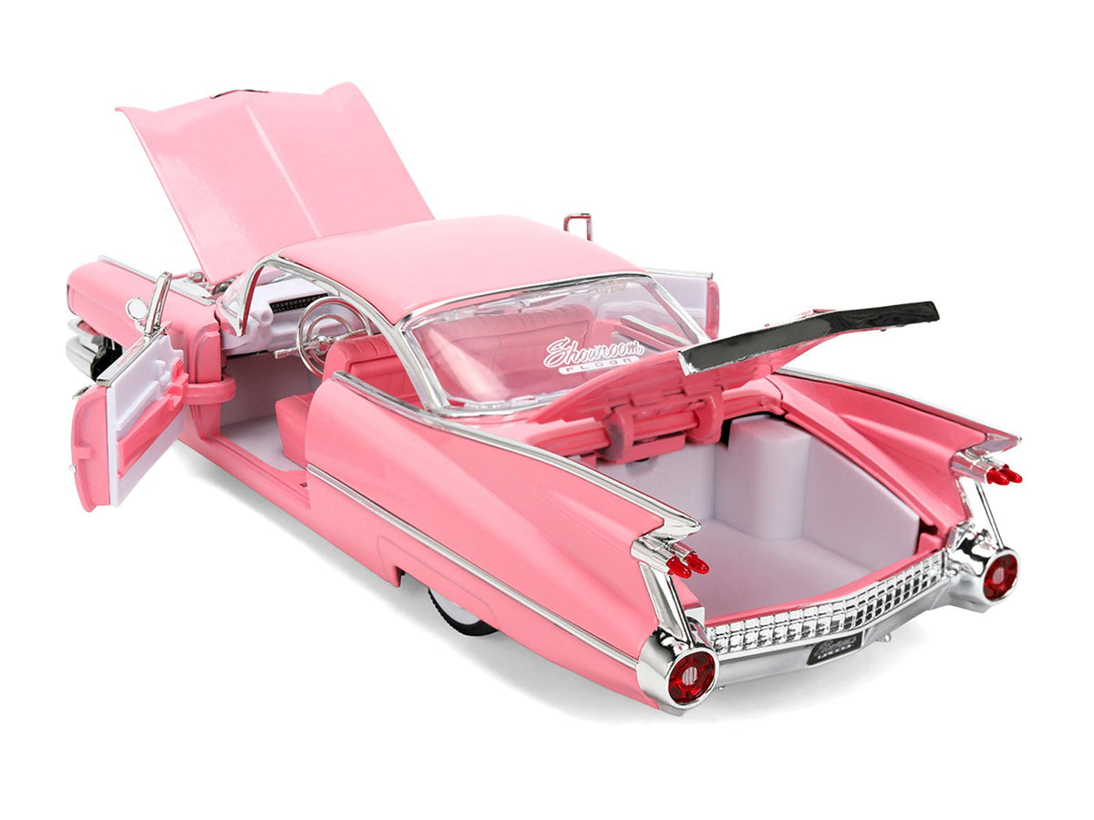 1959 Cadillac Coupe DeVille Pink with Pink and White Interior "Showroom Floor" Series 1/24 Diecast Model Car by Jada-Jada-ModelCars.com