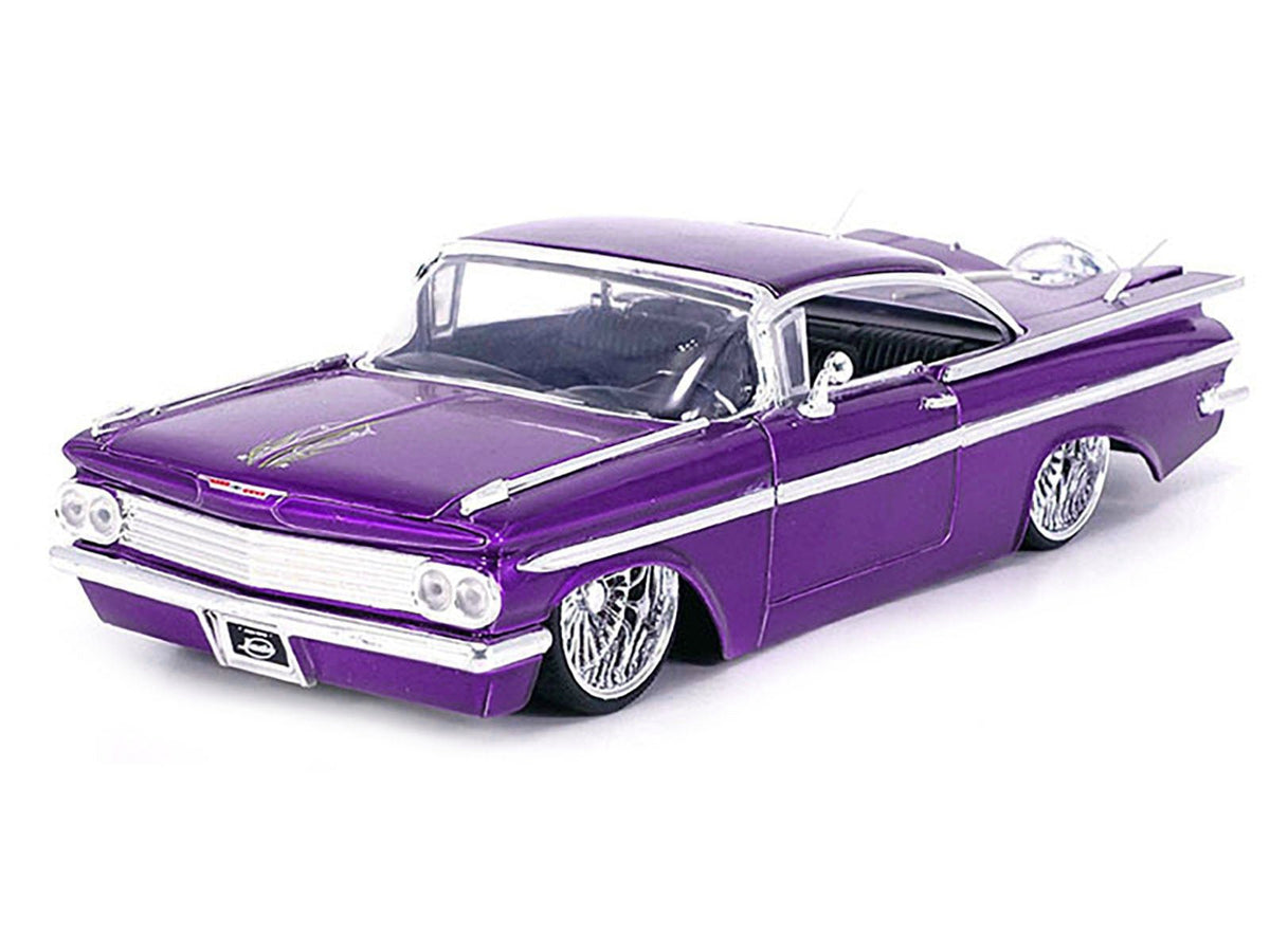1959 Chevrolet Impala Lowrider Candy Purple with DUB Wire Wheels "Street Low" Series 1/24 Diecast Model Car by Jada-Jada-ModelCars.com