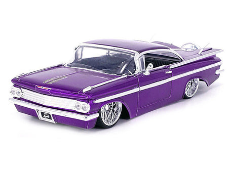 1959 Chevrolet Impala Lowrider Candy Purple with DUB Wire Wheels "Street Low" Series 1/24 Diecast Model Car by Jada-Jada-ModelCars.com