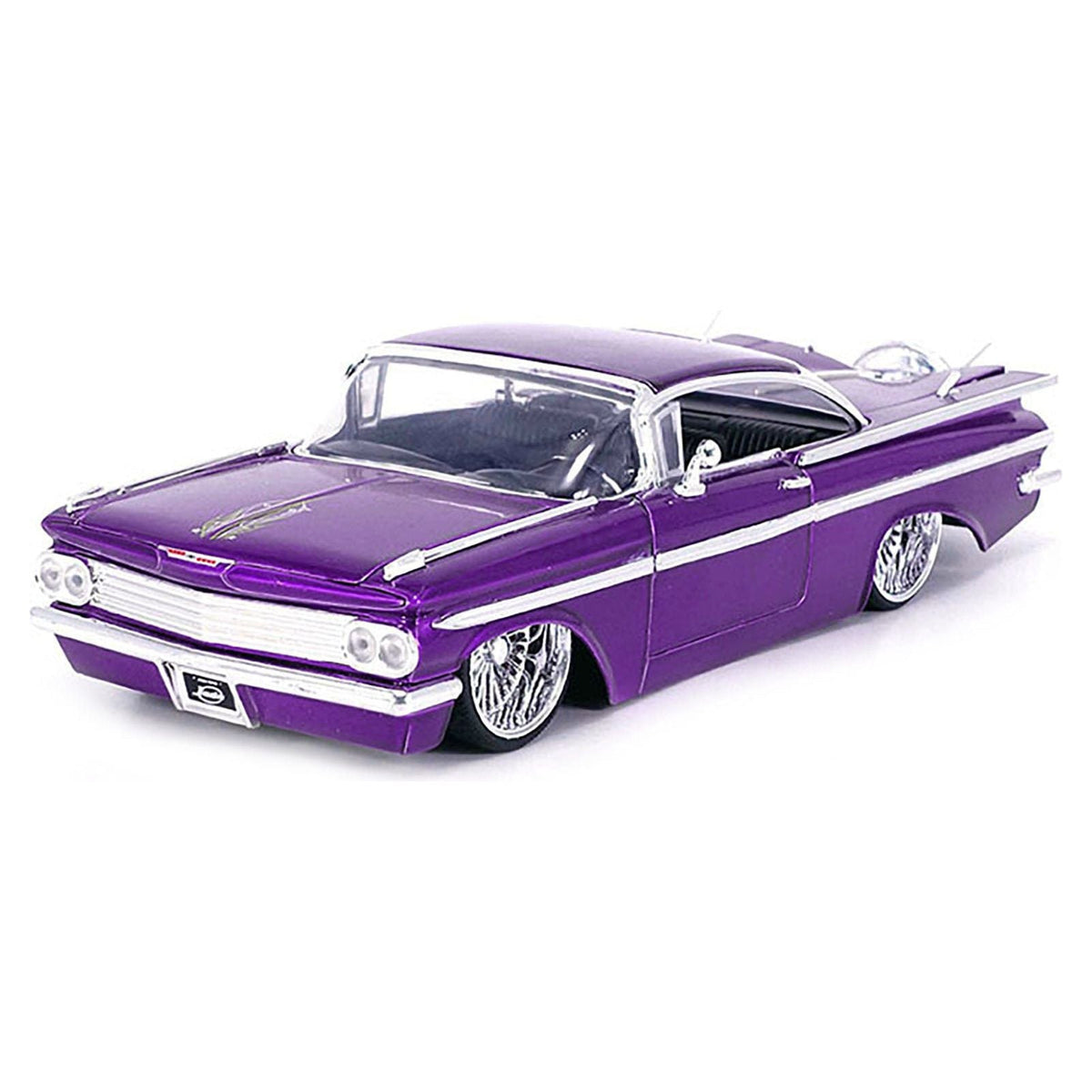 1959 Chevrolet Impala Lowrider Candy Purple with DUB Wire Wheels "Street Low" Series 1/24 Diecast Model Car by Jada-Jada-ModelCars.com