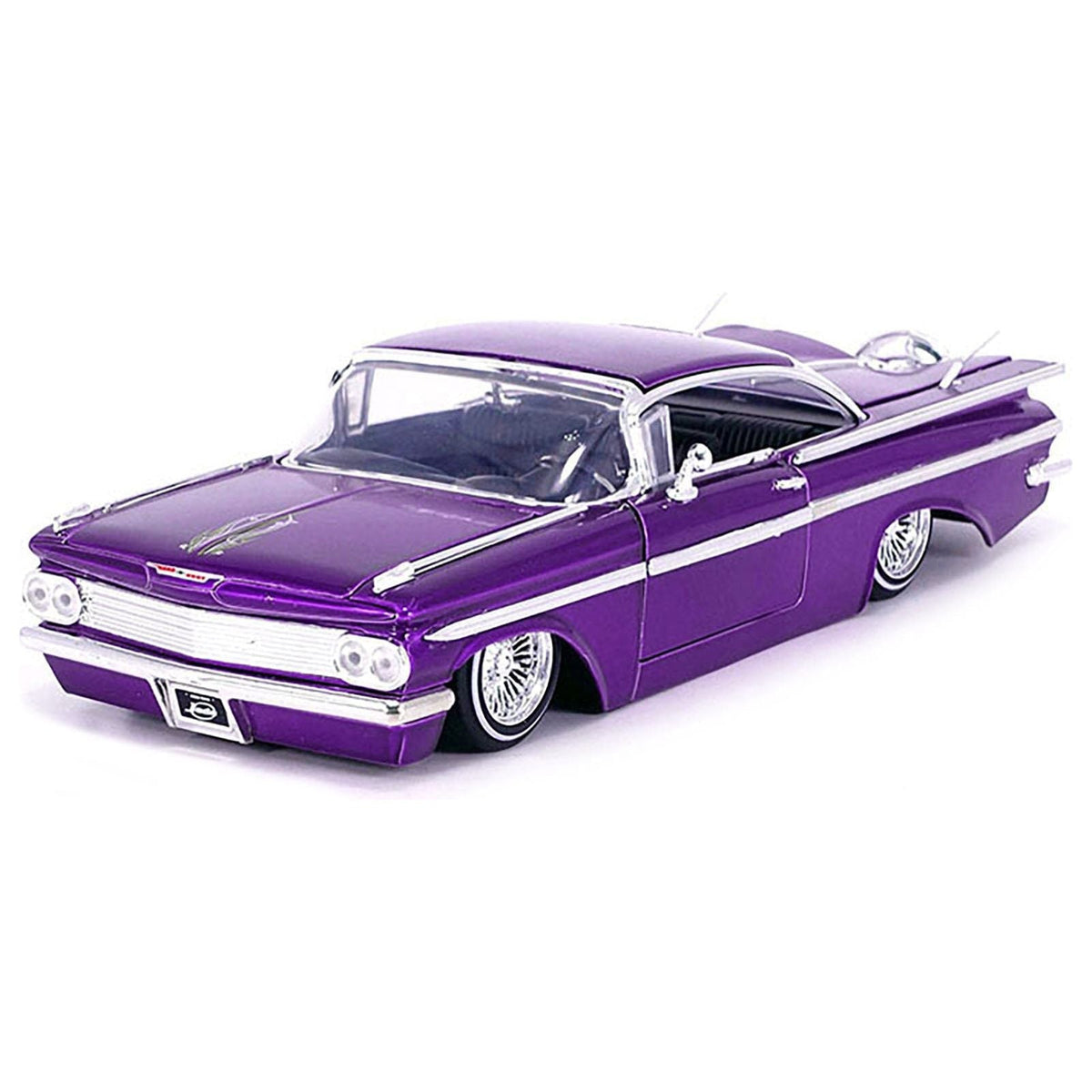 1959 Chevrolet Impala Lowrider Candy Purple with Wire Wheels "Street Low" Series 1/24 Diecast Model Car by Jada-Jada-ModelCars.com